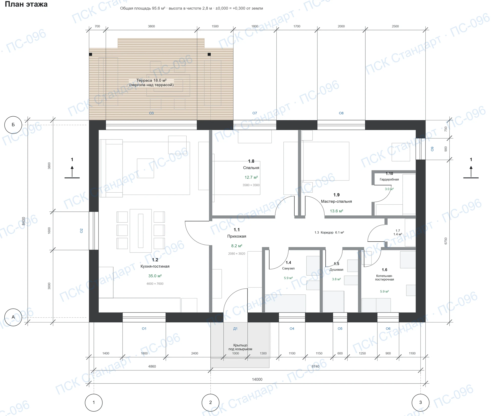Проект дома «Компакт» 95,6 м² — План этажа