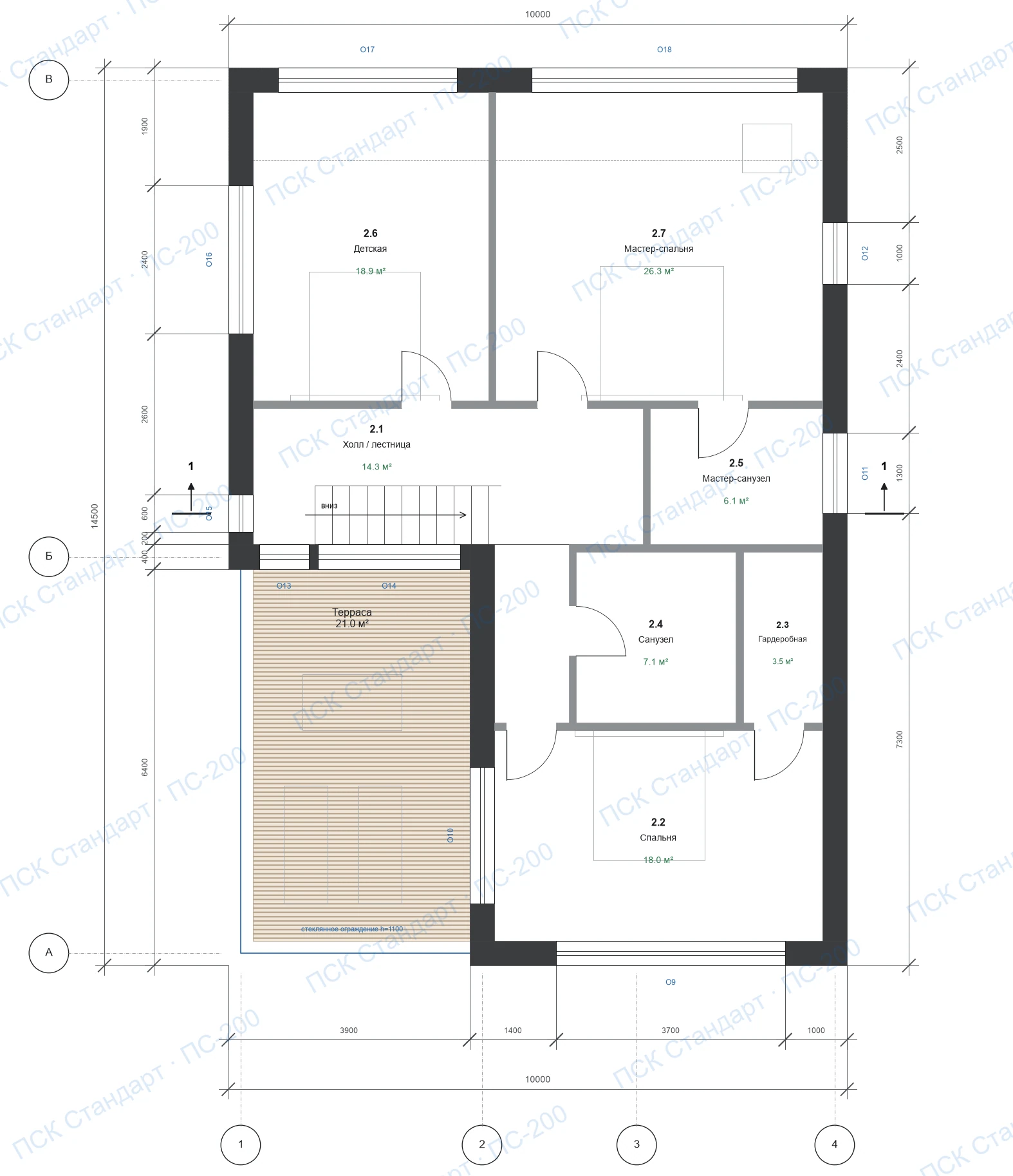 Проект дома «Плоскость» 199,7 м² — План 2 этажа
